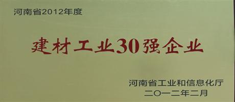 河南省2012年度建材工業(yè)30強(qiáng)企業(yè)